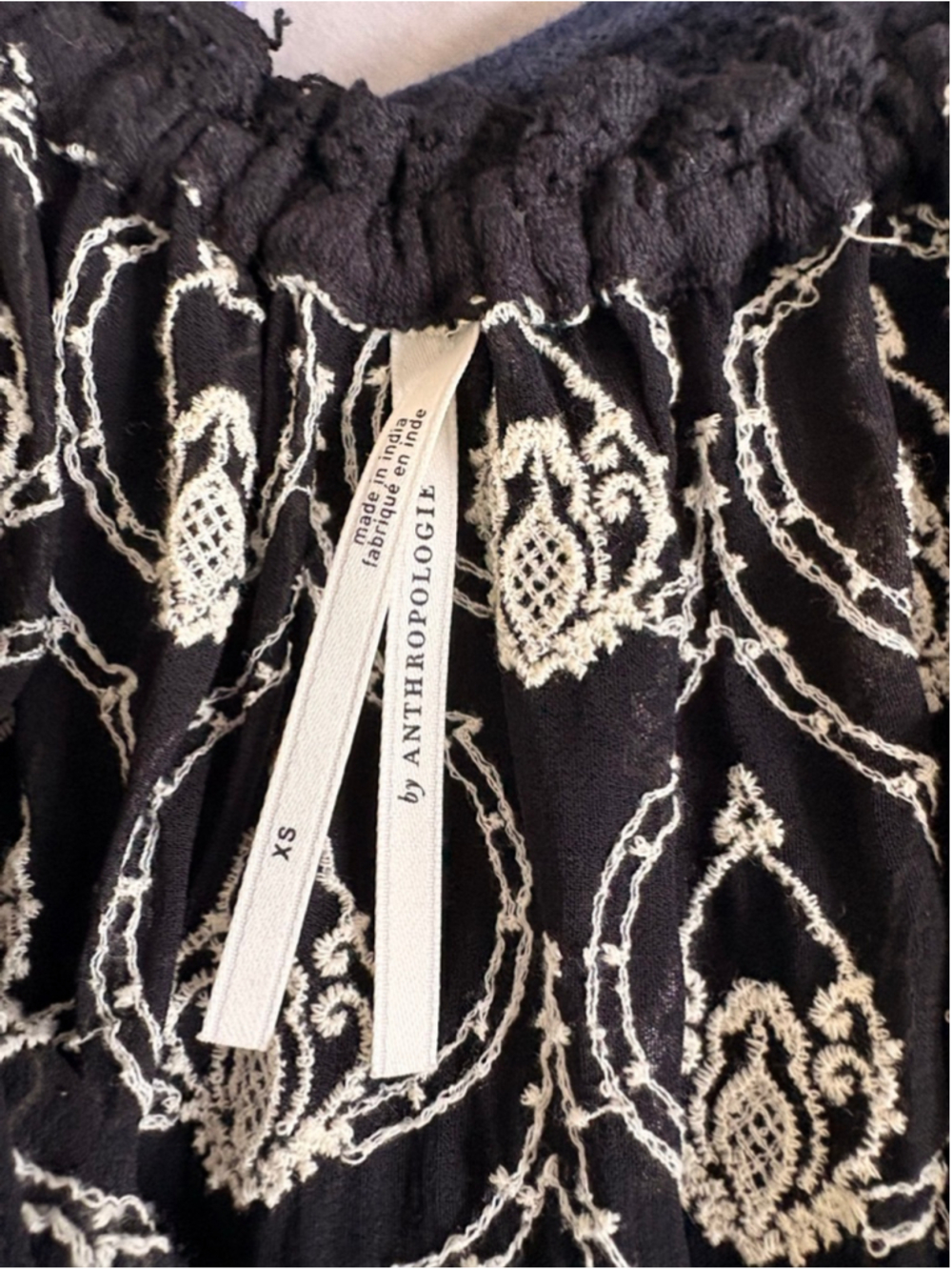 Anthropologie Black & White Embroidered Mini Dress XS - Picture 4 of 6